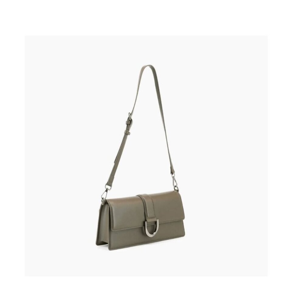 LIKE DREAMS Georgie East West front buckle faux-leather crossbody bag- Olive - Picture 3 of 16
